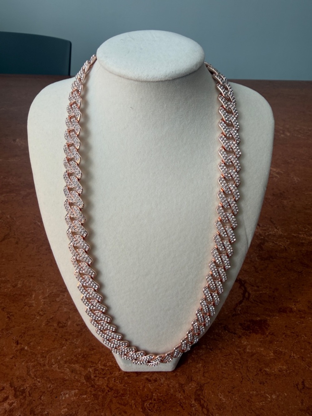 Crystal Link Chain w/Rose Gold Accents - VVSCZ jewels - 20 inches